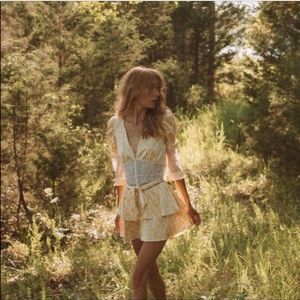 For Love & Lemons Victoria Secret Collab Daffodil Robe Mini Lace Dress xxs